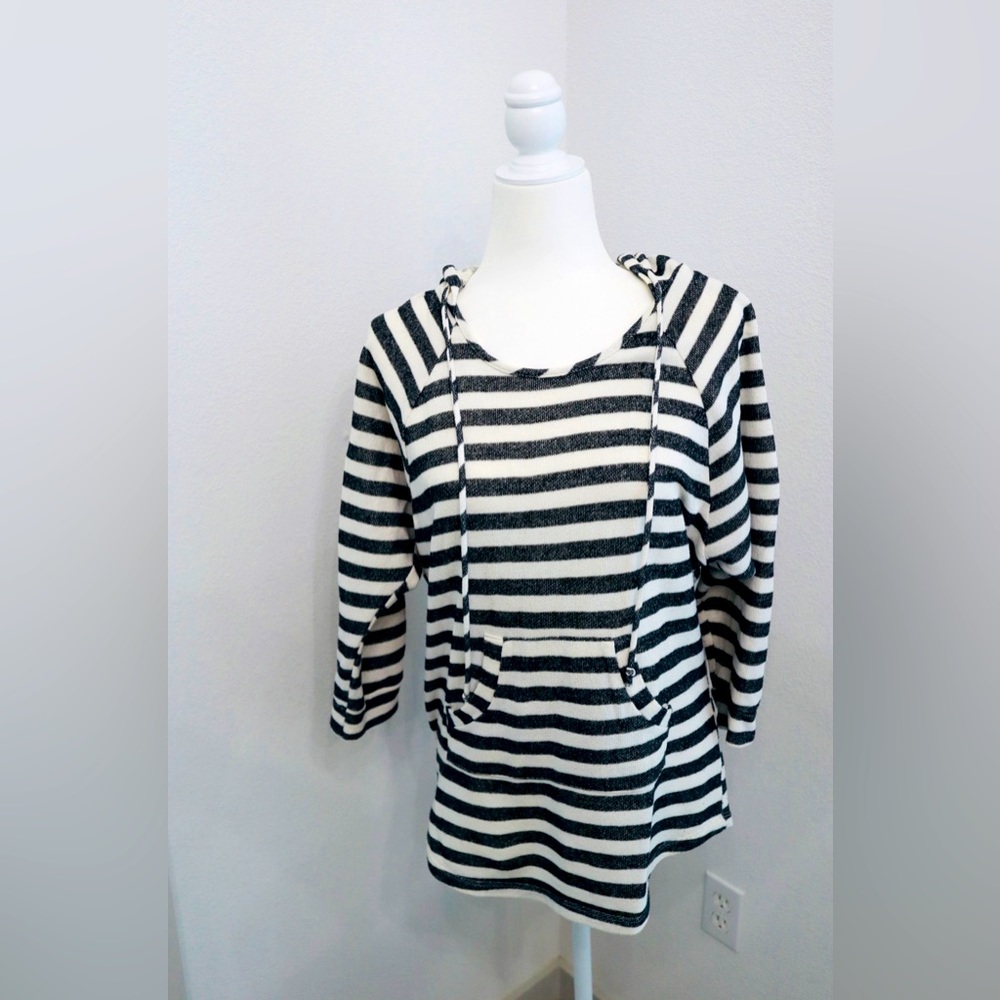Large striped cotton hoodie